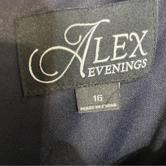 Alex Evenings Sequin Mock Two-Piece Gown Missing Jacket Navy Women’s Sz 16 - Picture 6 of 9